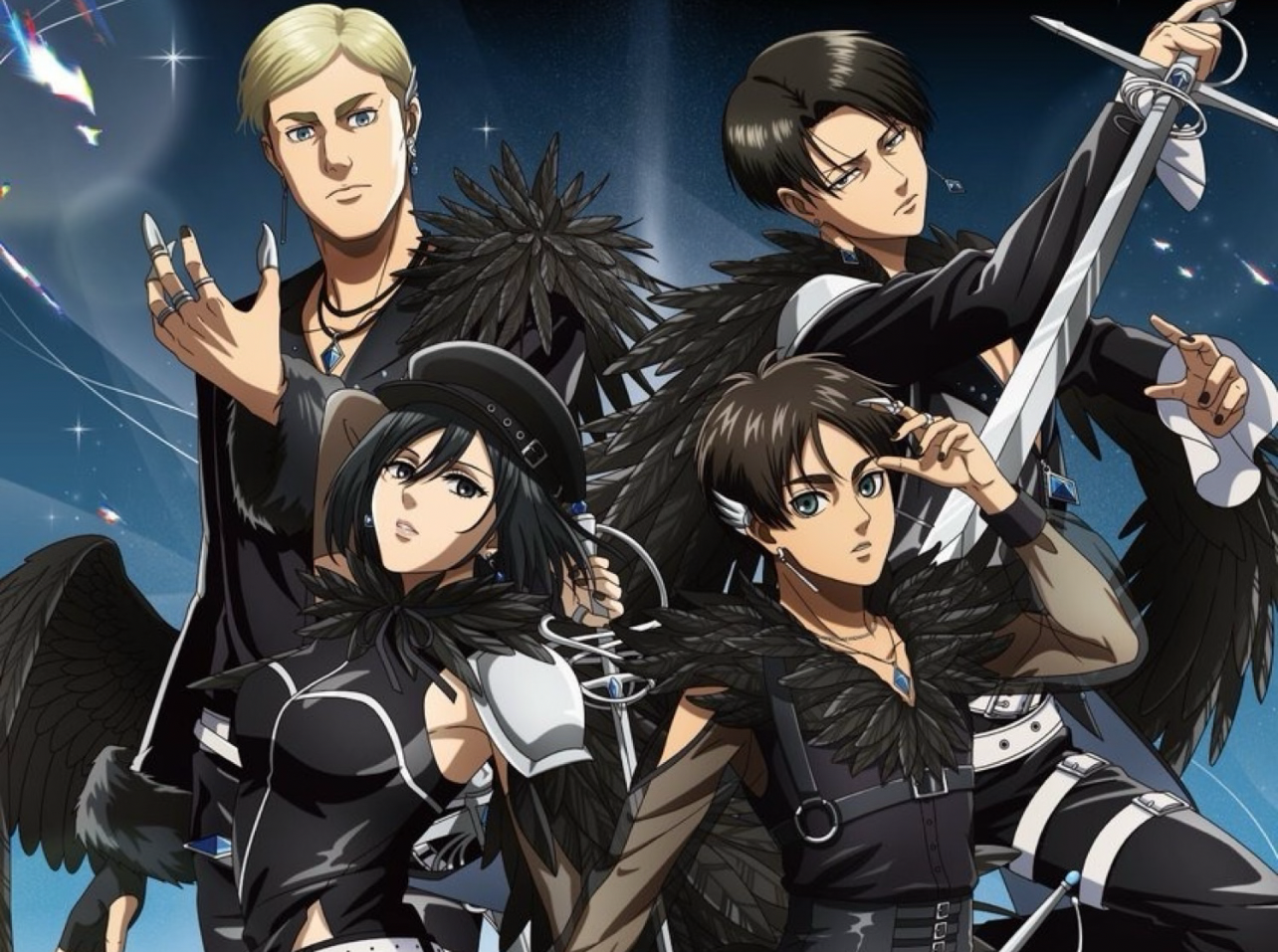 Capa da notícia: Attack on Titan ganha café temático “Raven Blade Café” com visual de boyband